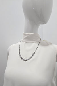 Tres Chic Gunmetal Necklace with Rectangular Crystal