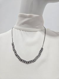 Tres Chic Gunmetal Necklace with Rectangular Crystal