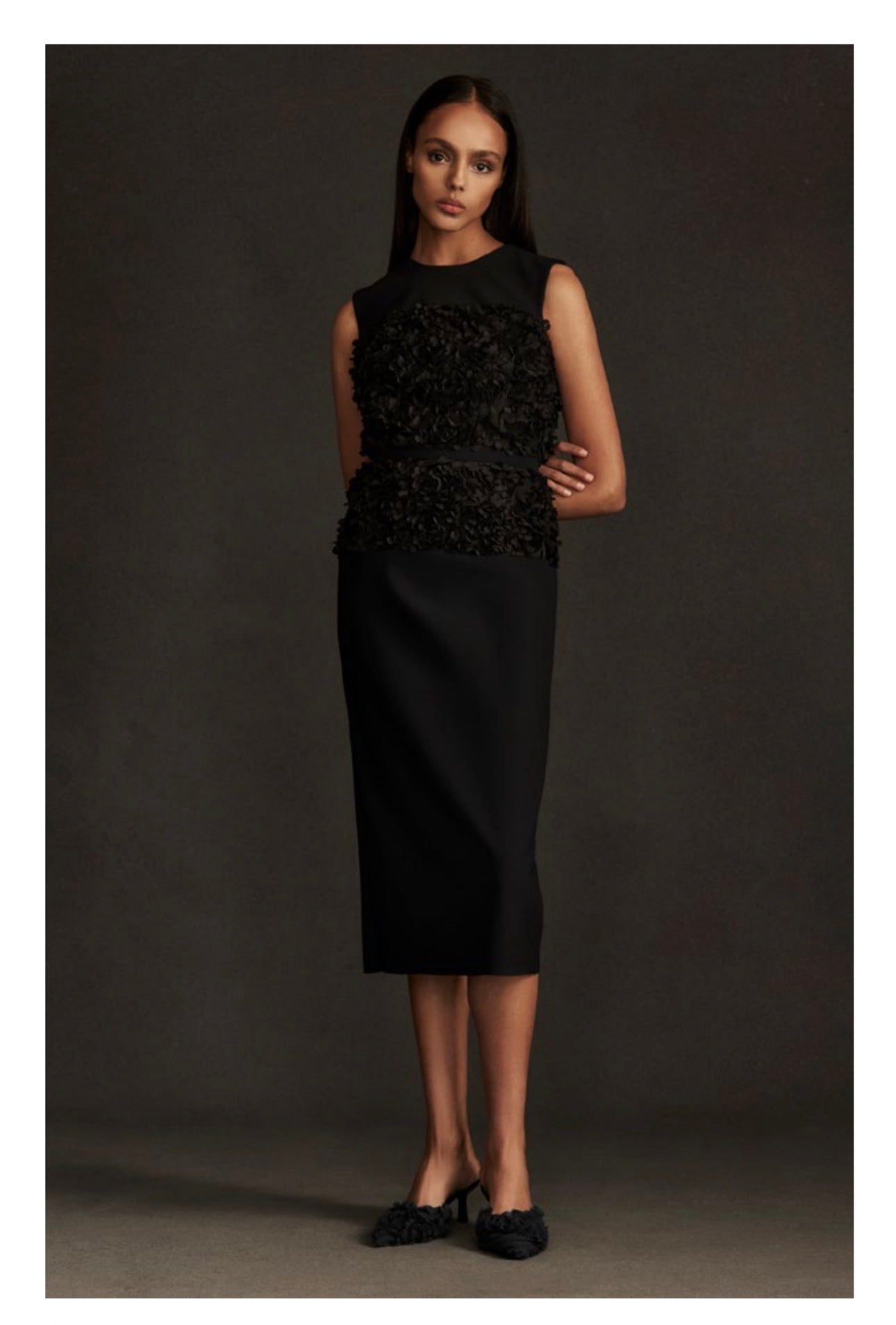 Greta Constantine Cage Shift Dress With Contrast Embroidery - Black