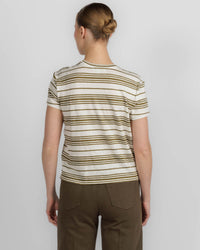 Frame Le tee-shirt bébé rayé en lin militaire multi