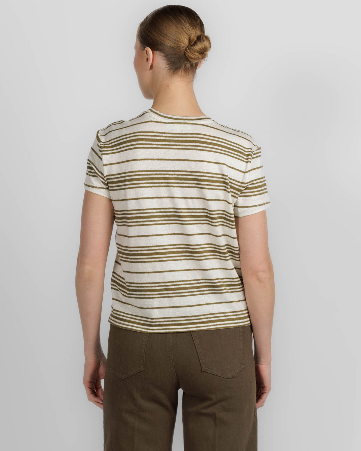 Frame Le tee-shirt bébé rayé en lin militaire multi