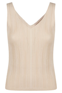 Purotatto Top en Coton Col V Craie