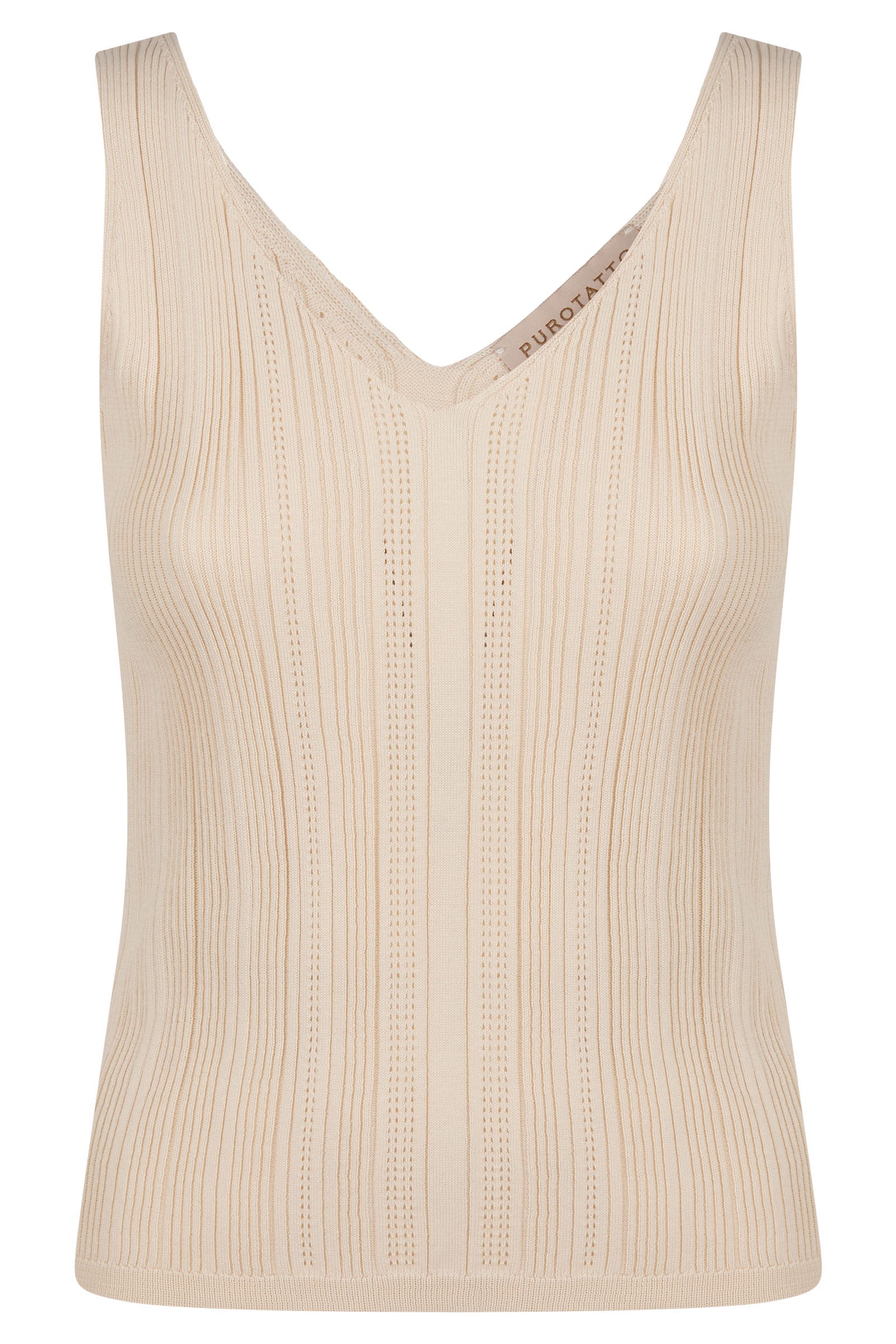 Purotatto Top en Coton Col V Craie