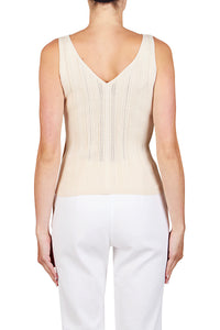 Purotatto Top en Coton Col V Craie
