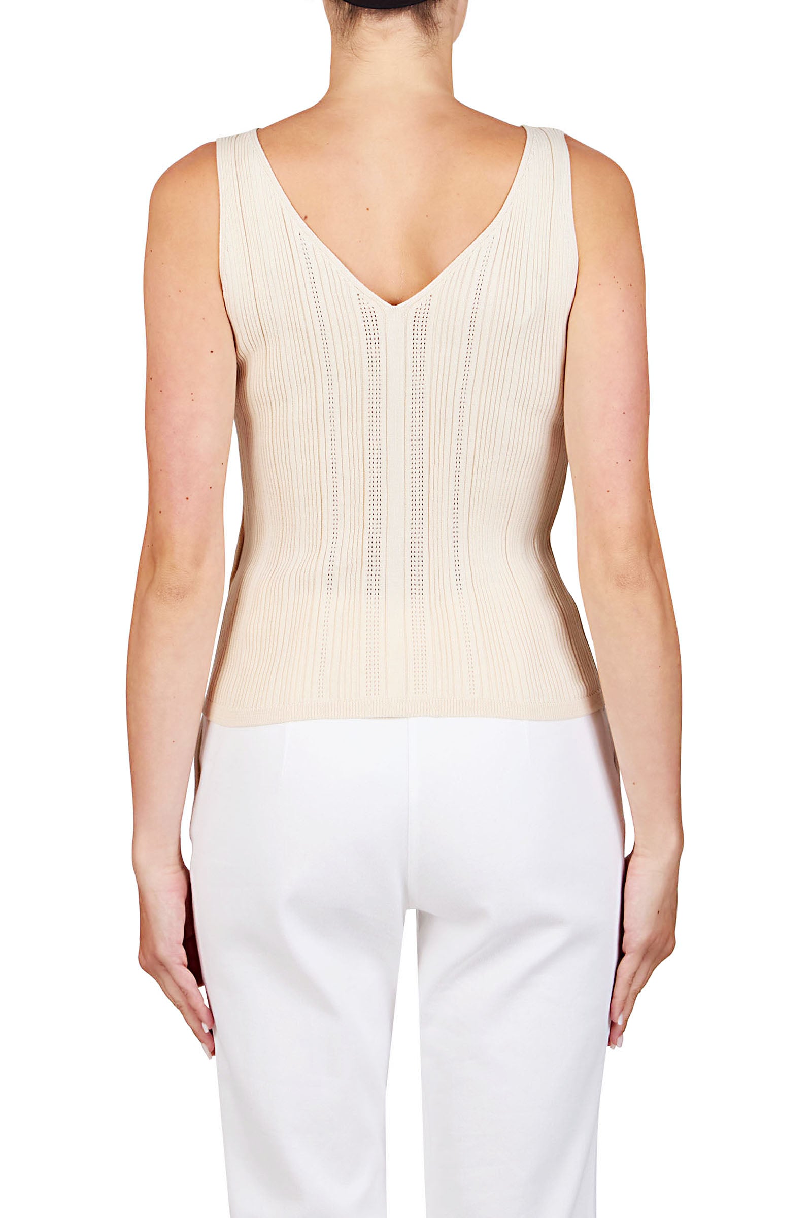 Purotatto Top en Coton Col V Craie