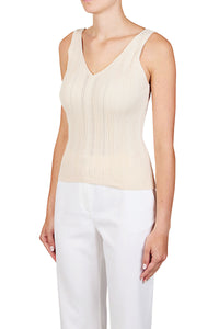Purotatto Top en Coton Col V Craie