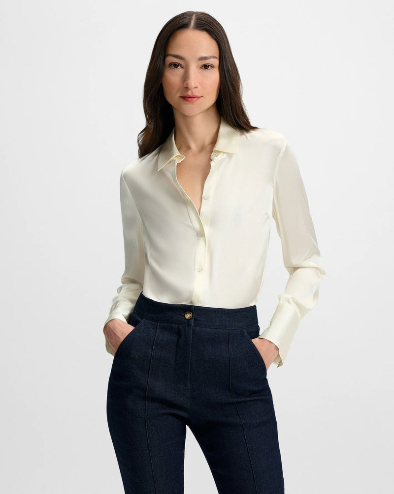 Veronica Beard Monique Silk Button-Down Shirt
