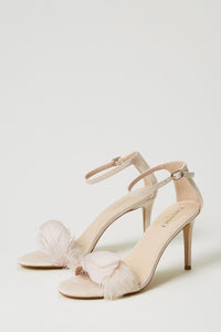 Twinset Leather Sandals With Feathers