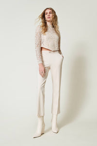 Twinset Trousers With Oval T Waist Strap And Crease Pant