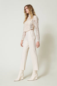 Twinset Trousers With Oval T Waist Strap And Crease Pant