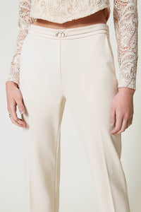 Twinset Trousers With Oval T Waist Strap And Crease Pant