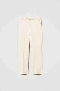 Twinset Trousers With Oval T Waist Strap And Crease Pant