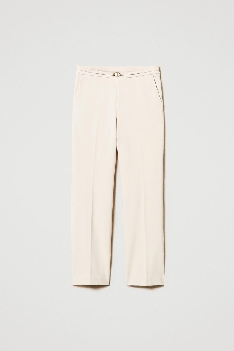 Twinset Trousers With Oval T Waist Strap And Crease Pant