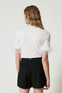 Twinset Turtleneck Jumper With Feathers