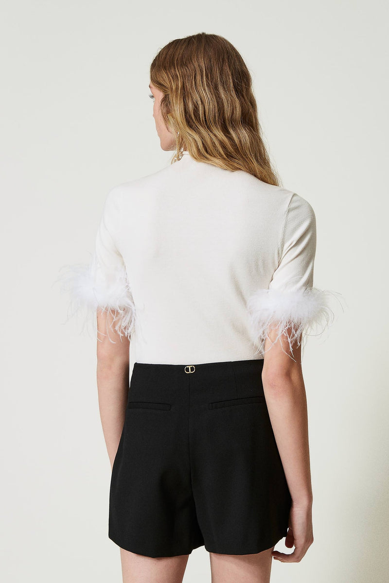 Twinset Turtleneck Jumper With Feathers