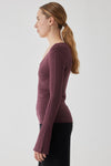 Majestic Filatures Organic Cotton V-Neck Sweater With Metallic Rib Stretch