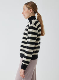 Majestic Filatures Novelty Stripe Turtleneck Sweater