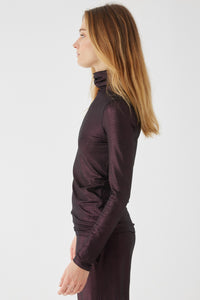 Majestic Filatures Soft Touch Lurex Metallic Turtleneck Top