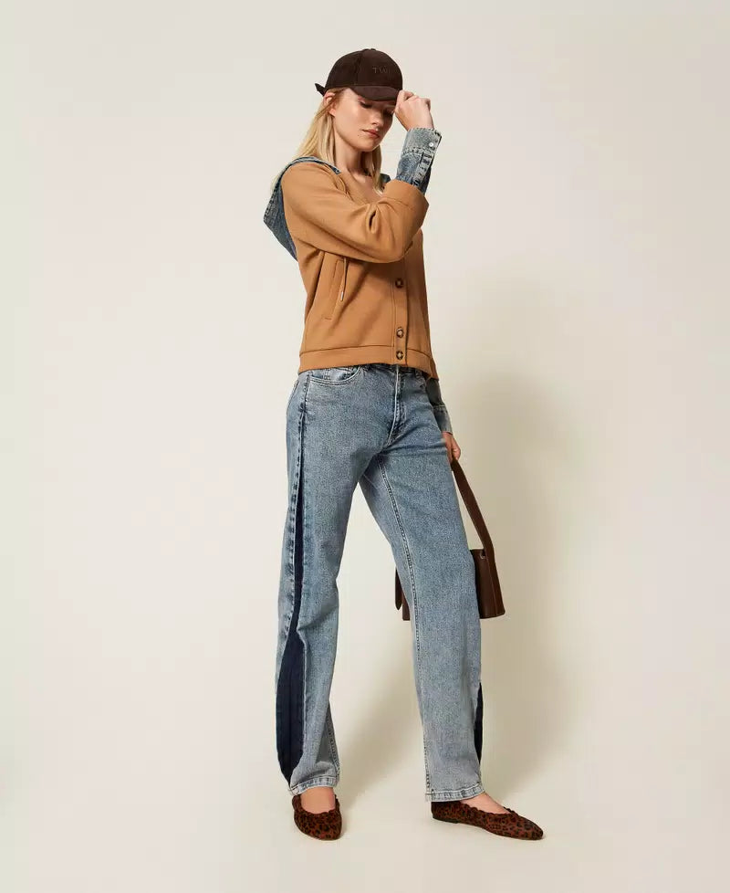 Twinset Scuba Fabric and Denim Sweatshirt