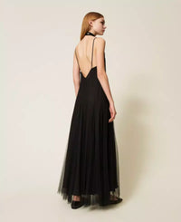 Twinset Long plumetis tulle dress