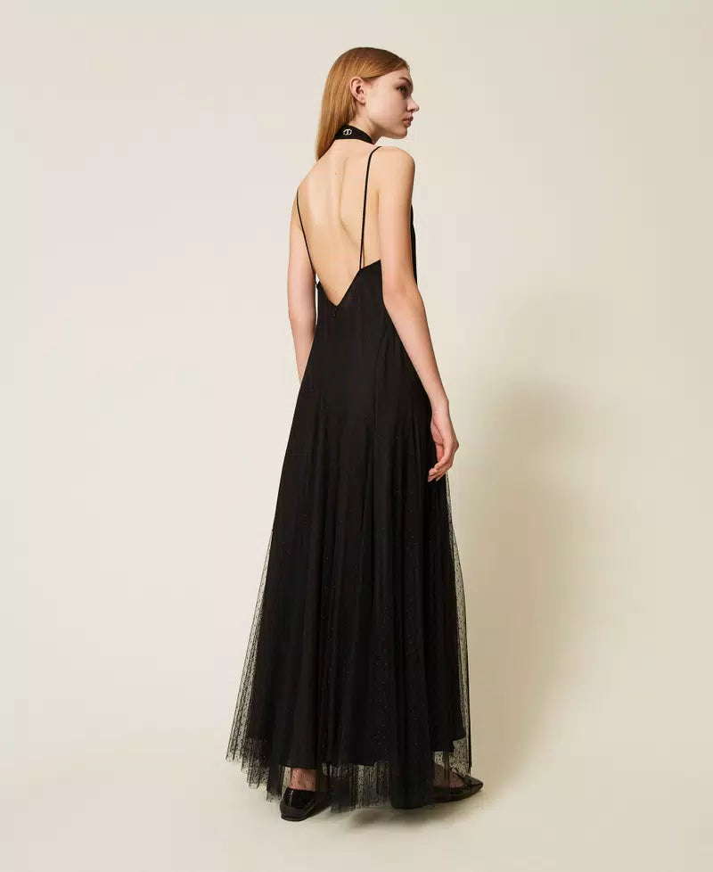 Twinset Long plumetis tulle dress