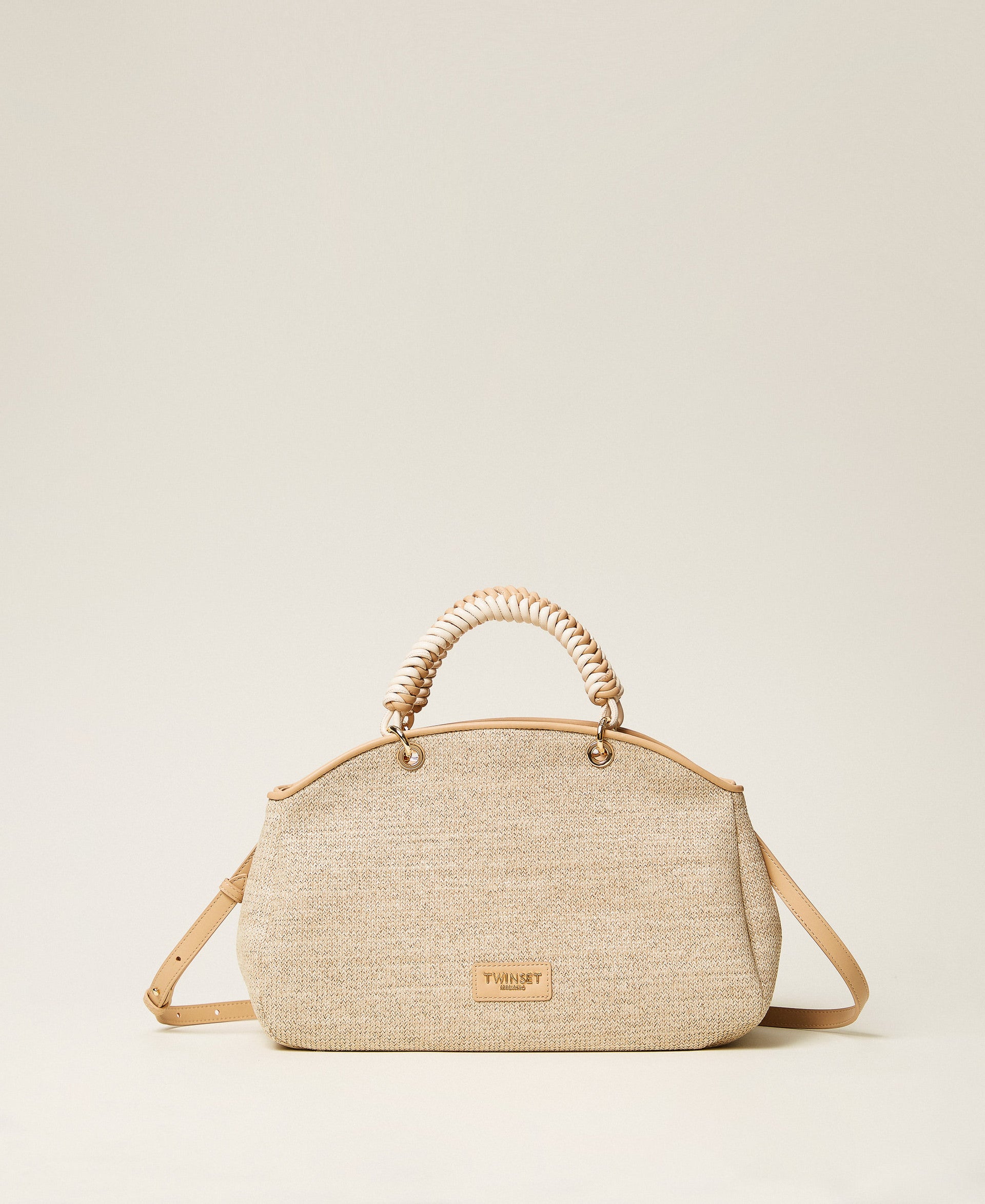 Twinset Raffia-Effect Bowler Bag