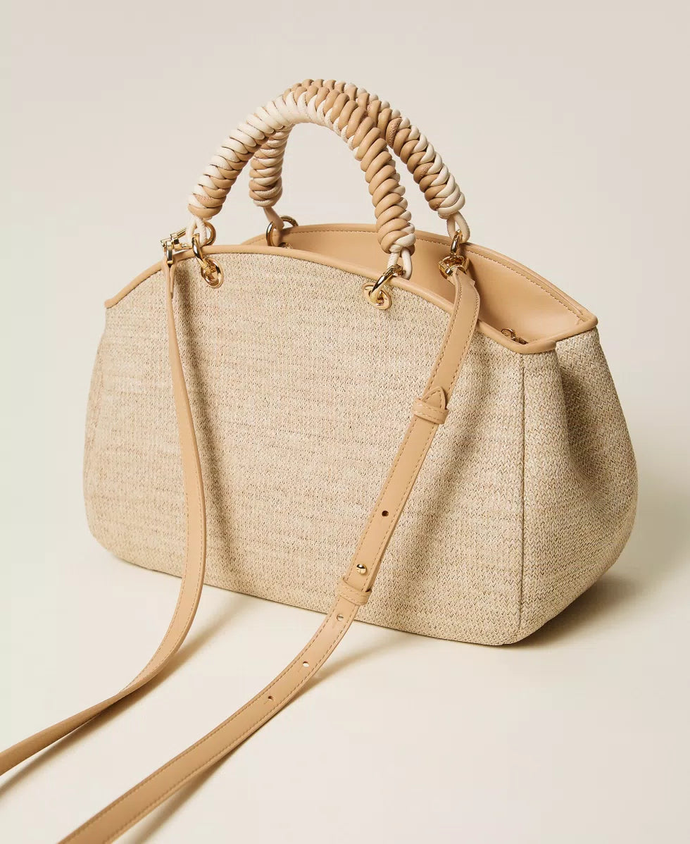 Twinset Raffia-Effect Bowler Bag