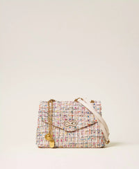 Twinset Tweed Shoulder Bag With Logo Buckle
