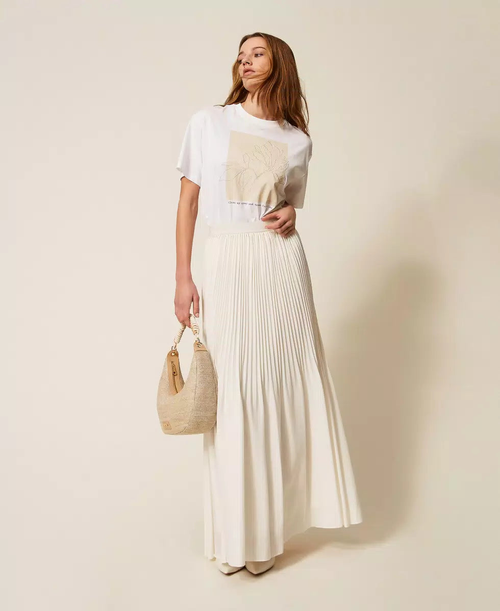 Twinset Pleated Crêpe De Chine Long Skirt