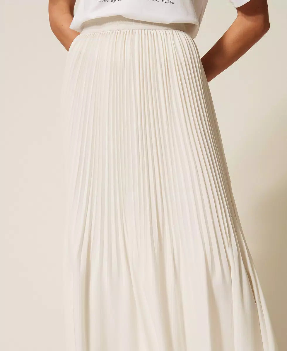Twinset Pleated Crêpe De Chine Long Skirt