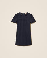 Twinset Short Linen Blend Dress With Embroidery