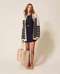 Twinset Short Linen Blend Dress With Embroidery