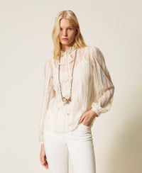 Twinset Striped Lace Blouse With Bow