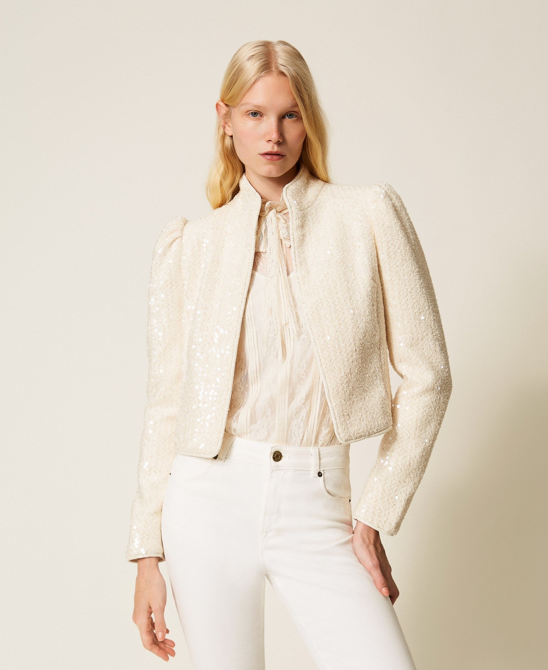 Twinset Bouclé Jacket With Sequins