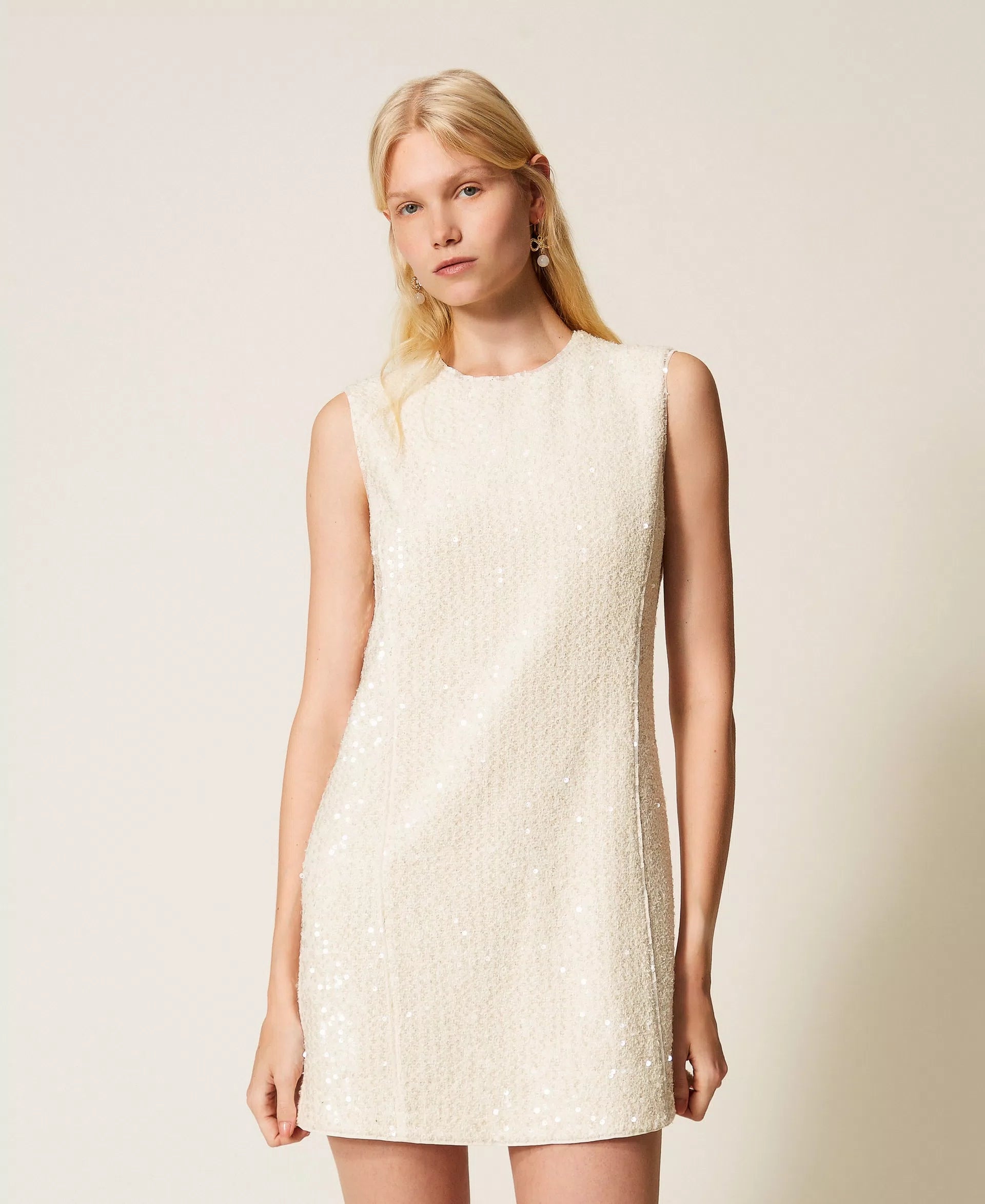 Twinset Short Bouclé Dress With Sequins