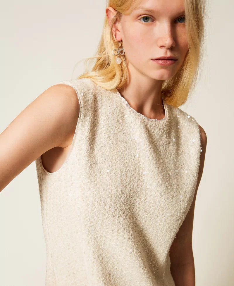 Twinset Short Bouclé Dress With Sequins