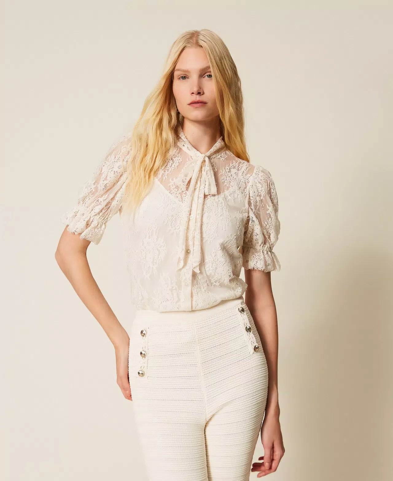 Twinset Lace Shirt With Bow
