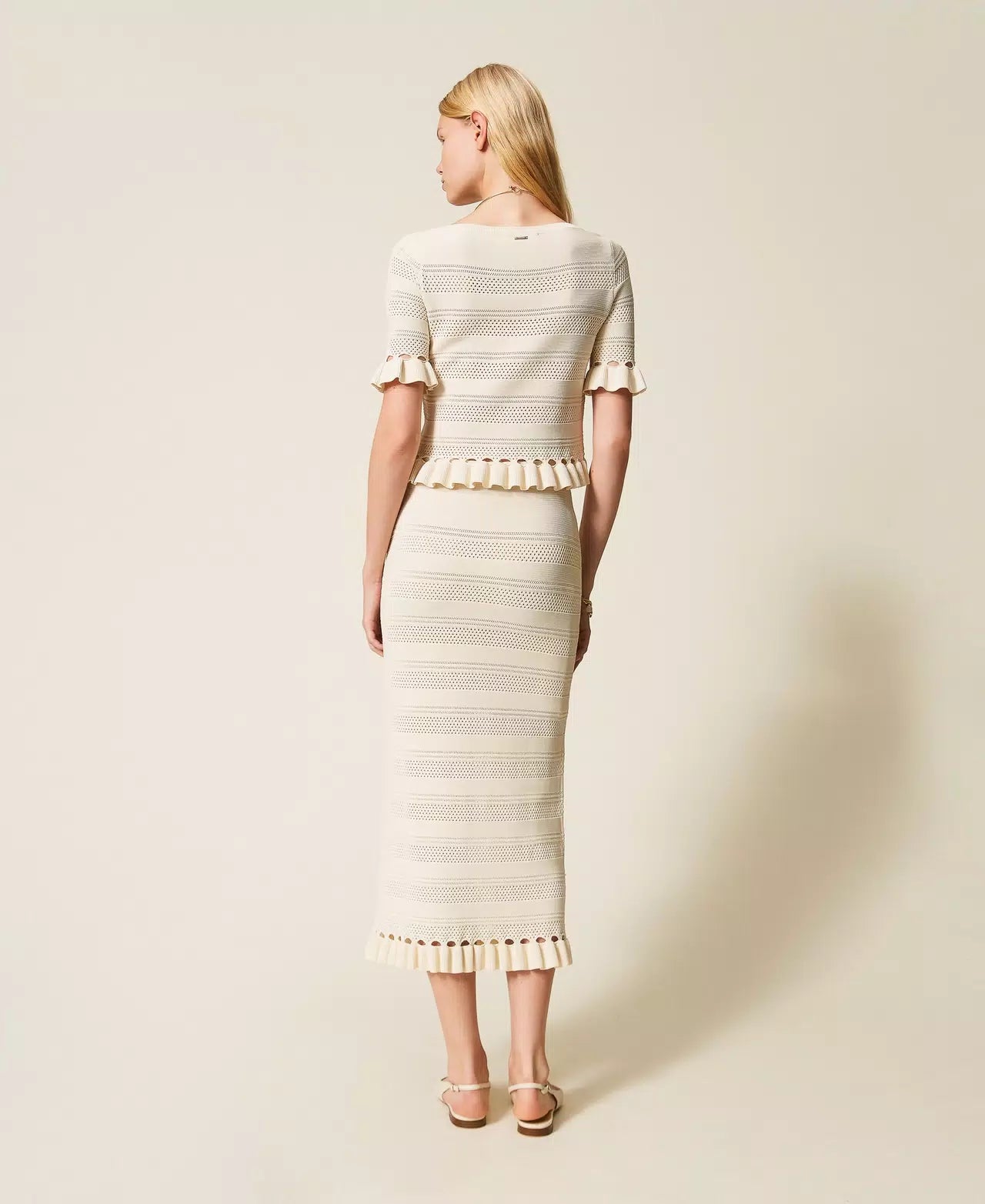 Twinset Knit Midi Skirt With Ruffles