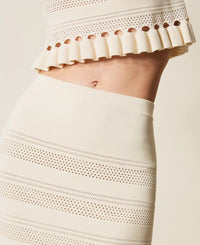 Twinset Knit Midi Skirt With Ruffles