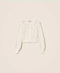 Twinset Diamond Pattern Cardigan With Pearls