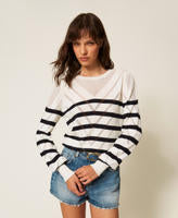 Twinset Striped Cotton And Cashmere Crew Neck Jumper
