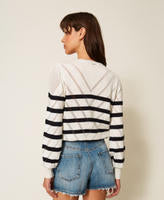 Twinset Striped Cotton And Cashmere Crew Neck Jumper