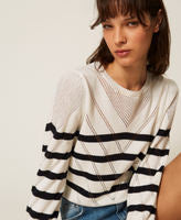 Twinset Striped Cotton And Cashmere Crew Neck Jumper
