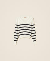 Twinset Striped Cotton And Cashmere Crew Neck Jumper