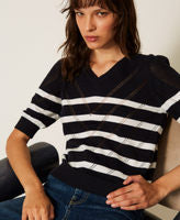 Twinset Cotton And Cashmere Striped Jumper