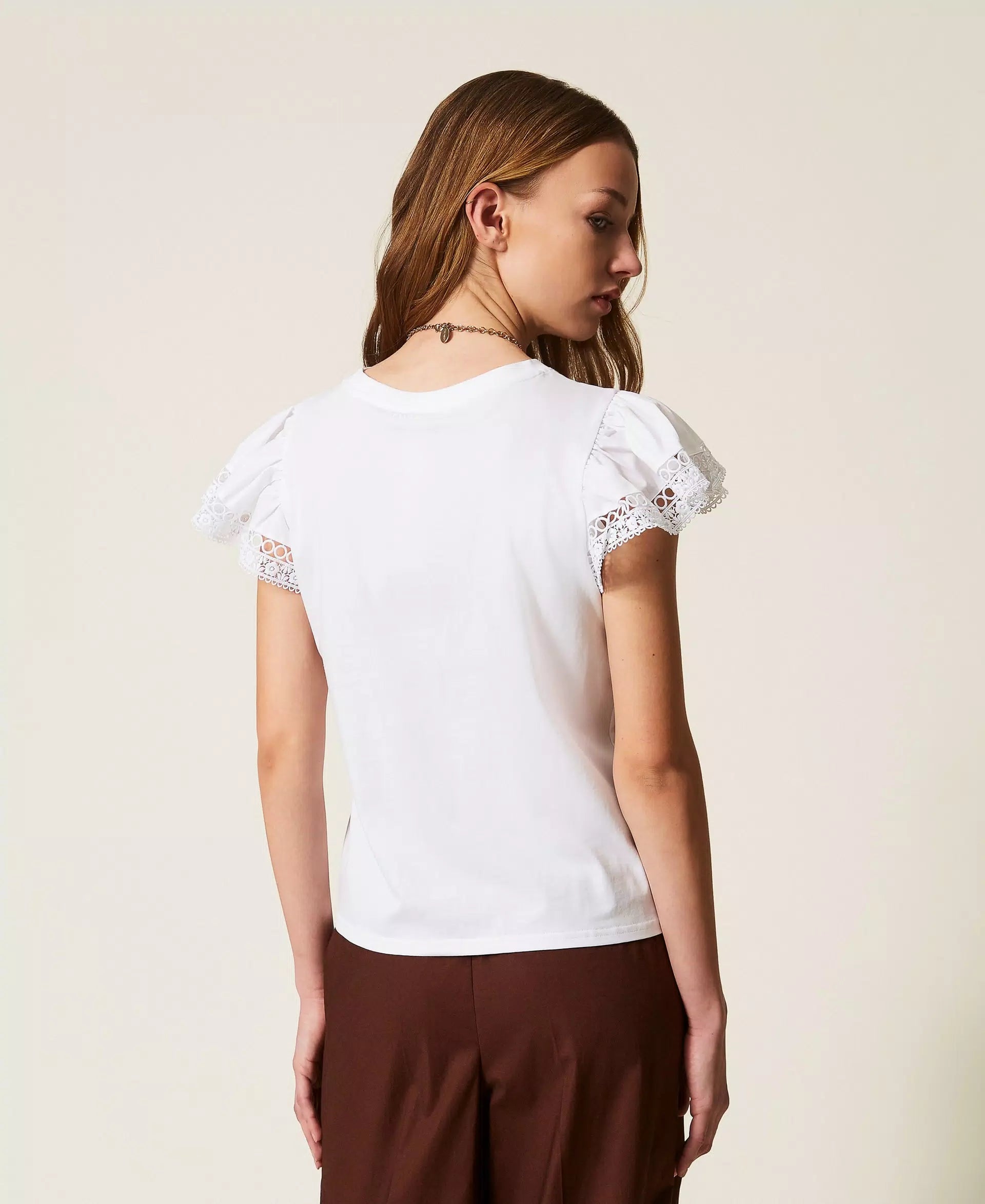 T-shirt coupe régulière avec dentelle Twinset