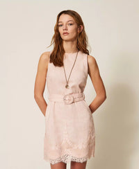 Robe courte en lin avec dentelle Twinset