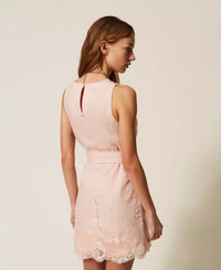 Robe courte en lin avec dentelle Twinset