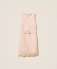 Robe courte en lin avec dentelle Twinset