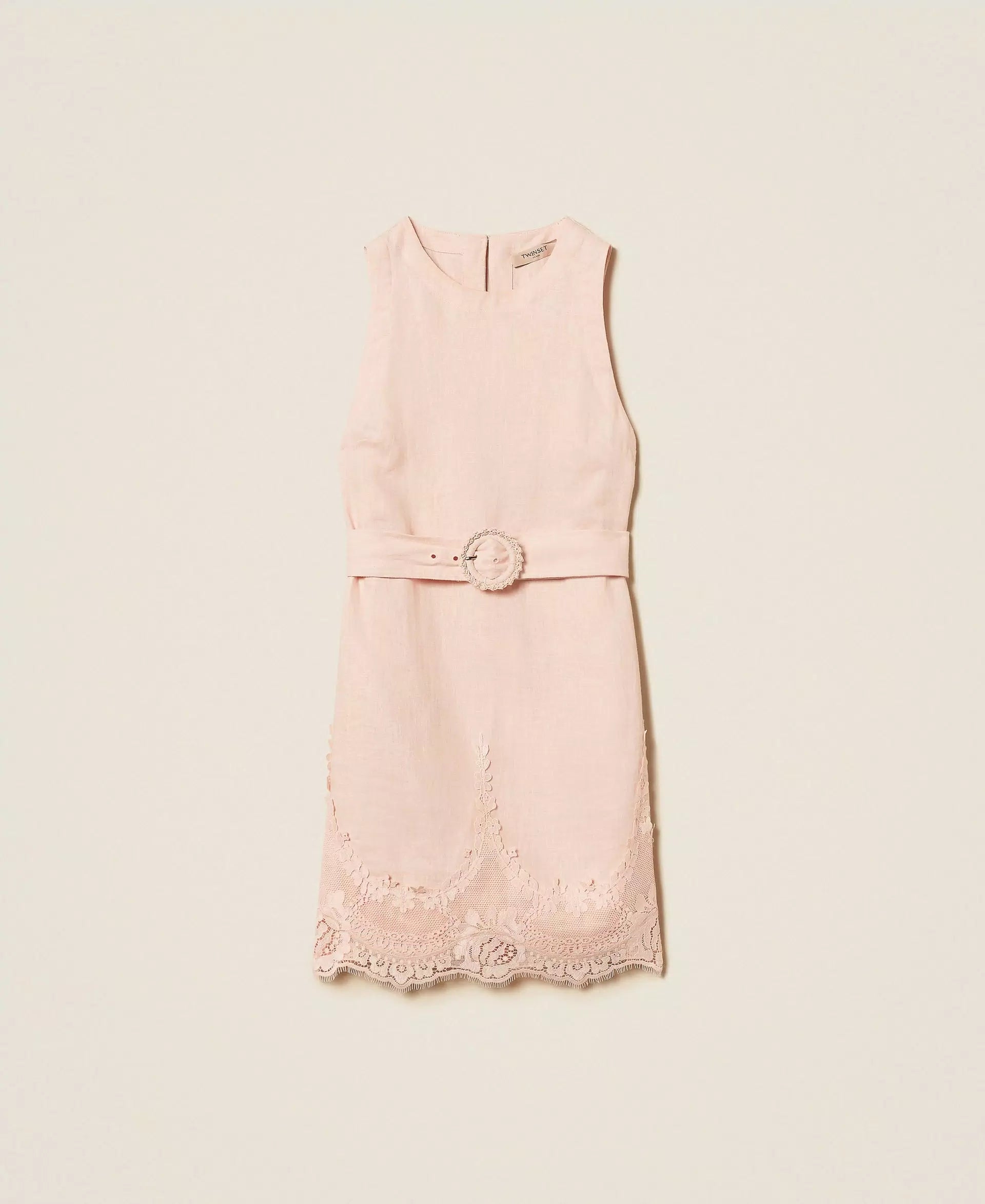 Robe courte en lin avec dentelle Twinset